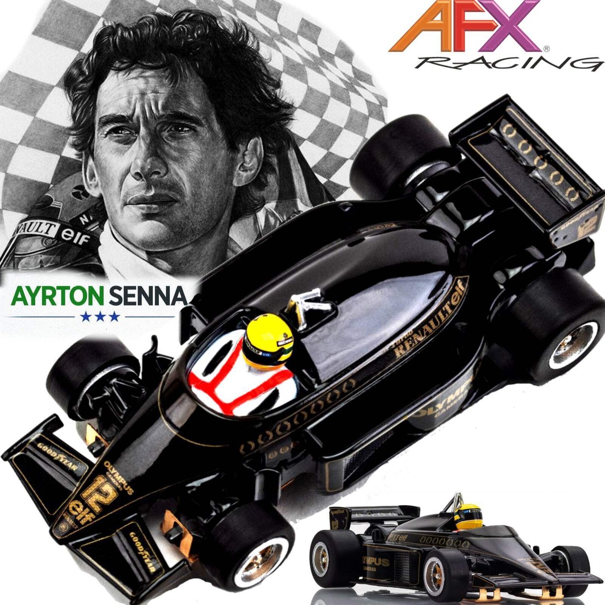 AFX 22113 Ayrton Senna Lotus 97T 1985 Black HO Slot Car