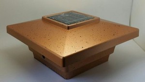 Solar Post Cap Light LED Low Profile Copper Color 4"x4" inch for Vinyl & Wood Br