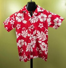 Vintage 1970's Kids Alohawears Shirt sz 12 Red Floral