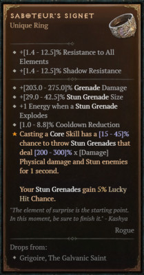 DIABLO 4 NEW SEASON       Unique Items    Saboteur's Signet