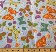 Butterflies on Blue 25" X 43" Flannel fabric 1074