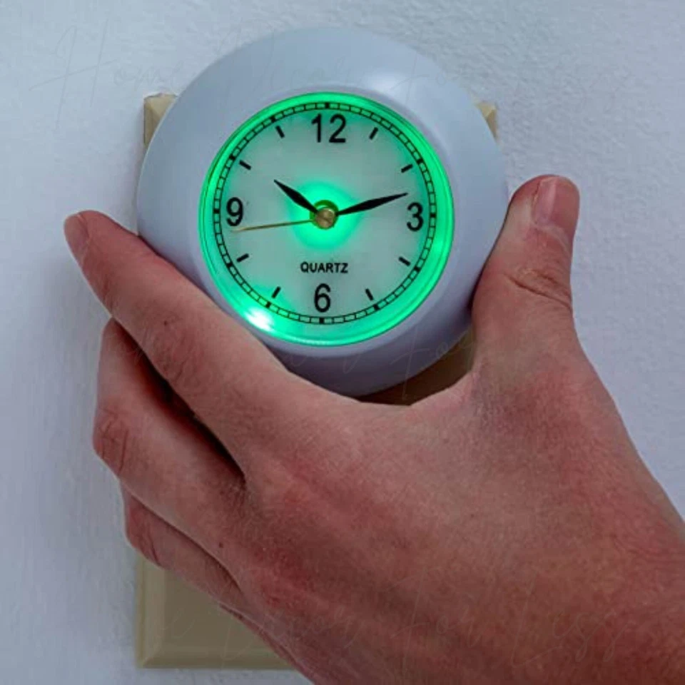 Clock Night Light Wall Plug-In Light Bedroom Kitchen Bathroom Kids Home Decor - Image 2 of 4