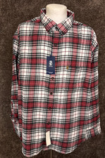Izod Flannel Shirt 2XL Men Big  Tall Stratton Bordeaux Wine Plaid NWT