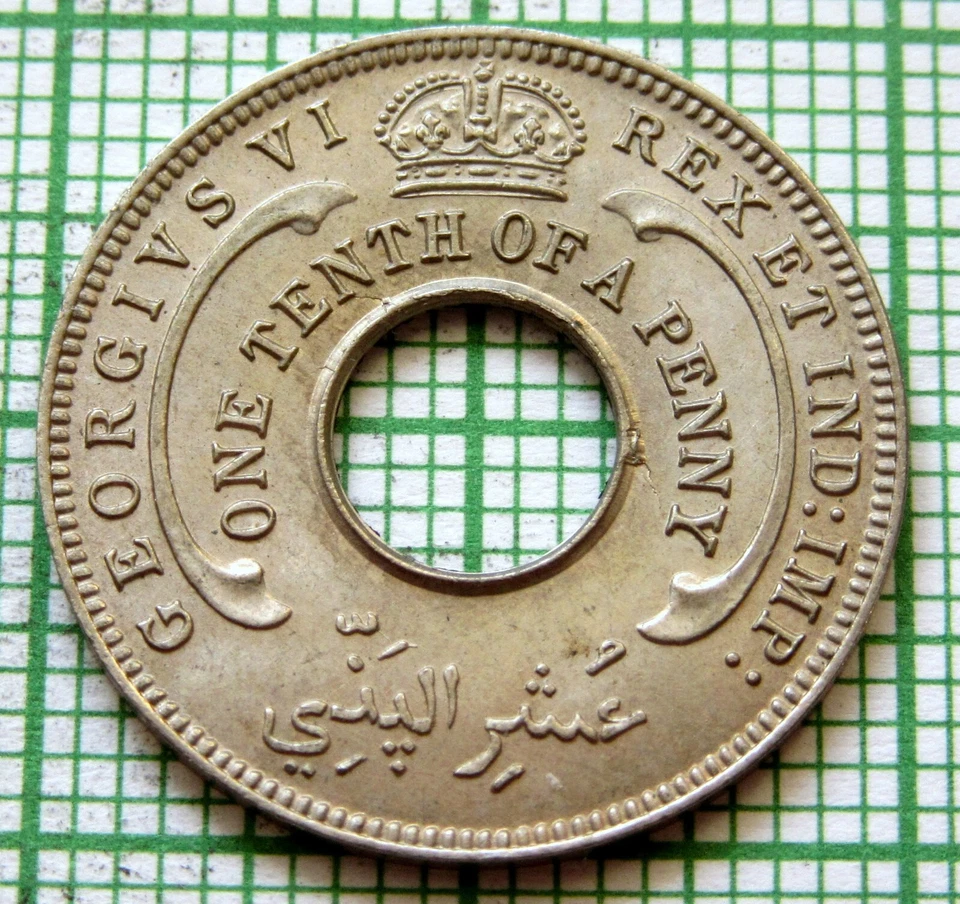 BRITISH WEST AFRICA GEORGE VI 1938 1/10 PENNY, SCARCE DATE, AUNC km# 7 - Image 4 of 4