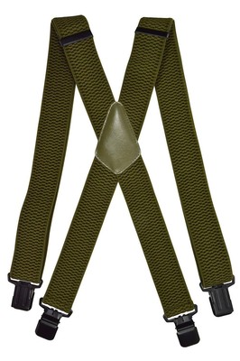 Herren Hosenträger breit X mit extra breiten Riemen Zangen schwarz - 4 cm. Grün O...