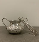 S. Kirk & Son Sterling Silver Sugar Tong & Repousse Mini Sugar Bowl #418Af