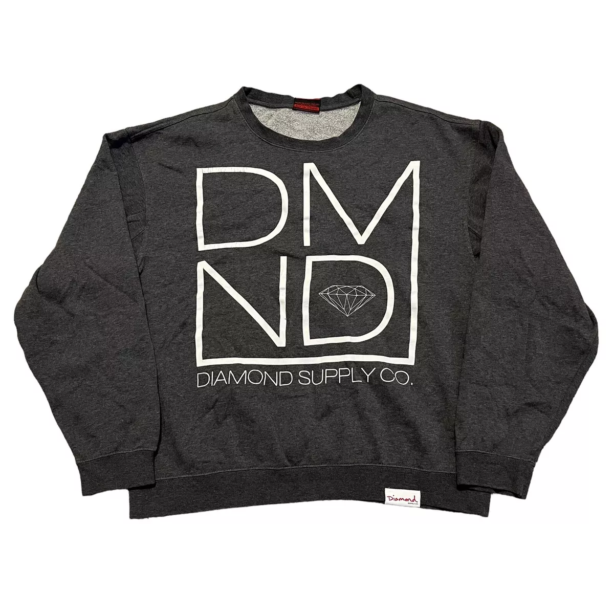 Diamond Supply Co Sweatshirt Mens Extra Large Gray White Crewneck