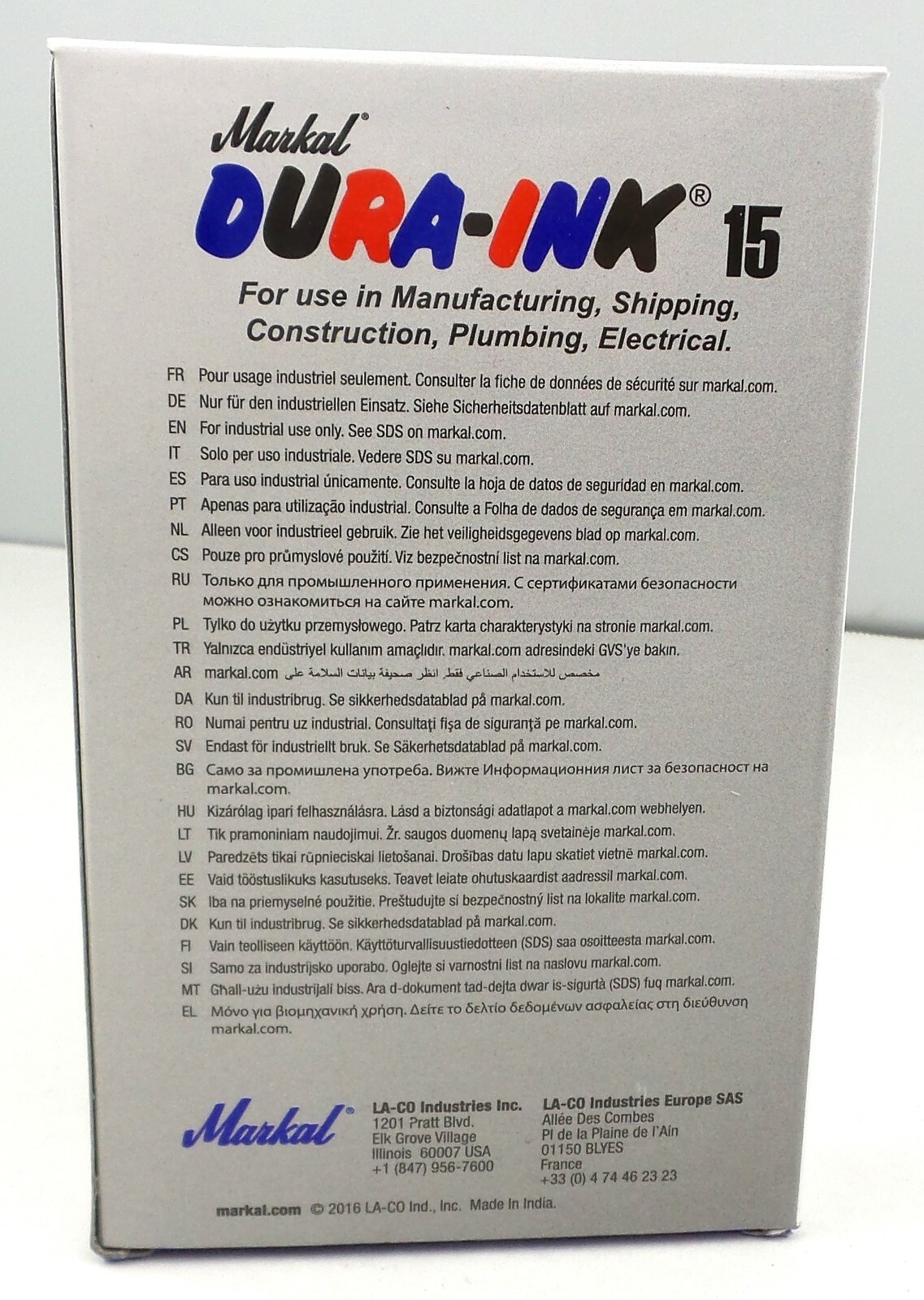 Laco Markal 96025 Dura-Ink #15 Fine Bullet Tip Markers Blue (Box of 12) NEW