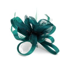 Pince Broche Mariage Fleurs Sisal Perlées Plumes (Vert, Bleu, Violet, ... NEUF