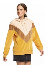 ROXY Velour Hoodie Golden Glow Yellow Chasing Waves Surf Beach Wear Women Size M