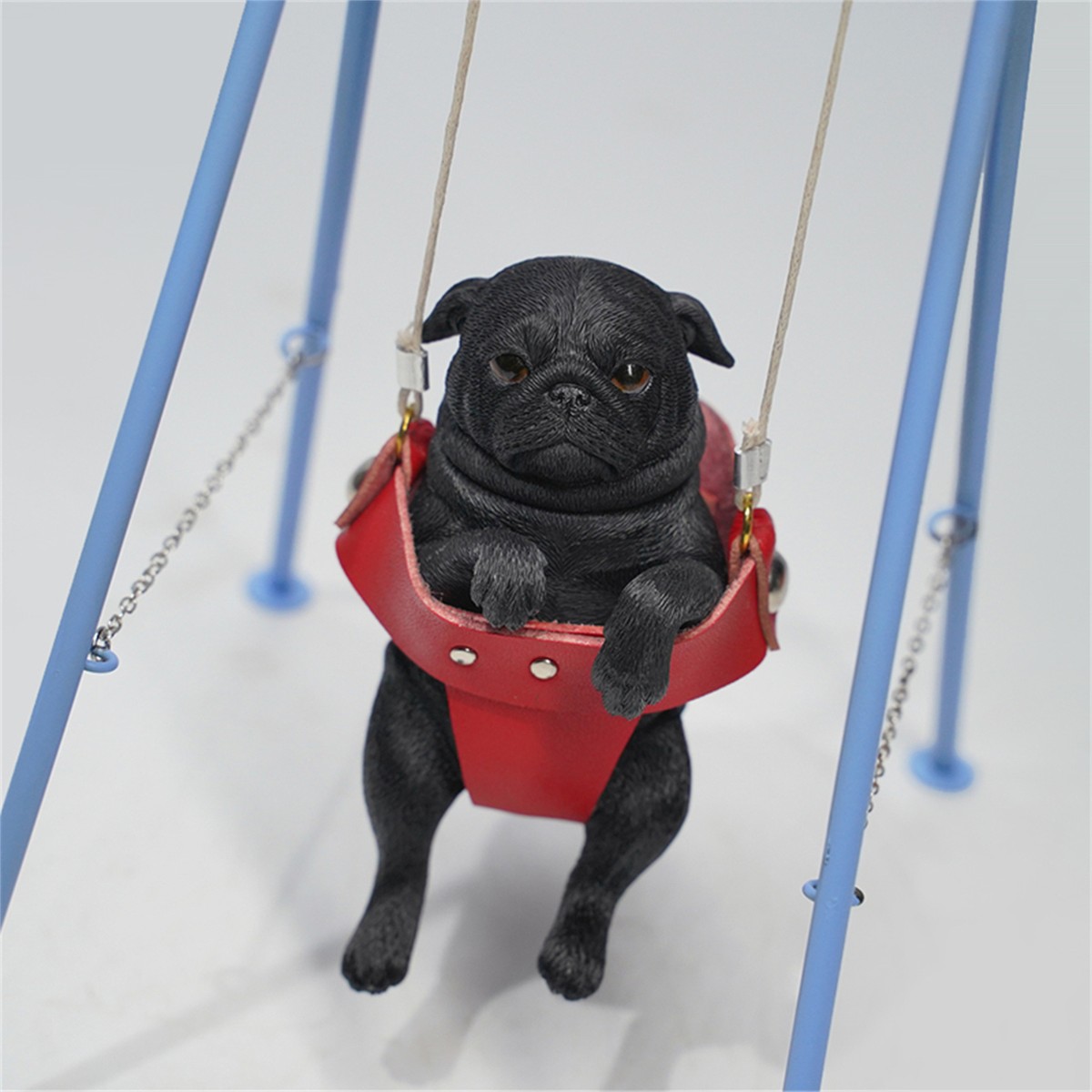 JXK 1/6 Pug on the Swing Model Cute Dog Animal Figure Soldier