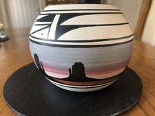Vintage Native American Indian Art Hand Painted / Desert Skyline Bowl