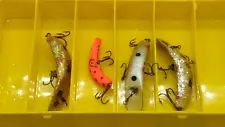 Vintage Lures 3 Helin Flatfish X4-X5 ---1 Lazy Ike in Small Plastic Box