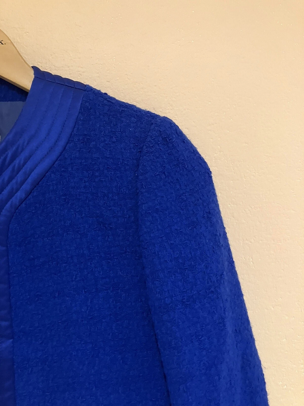 Giacca e abito vintage Valentino Miss V blu elettrico tweed scrollato taglia 38 UK 8