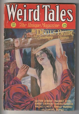 Weird Tales, Feb 1932 CC Senf[cvr] Quinn, REH, DWandrei, Long, Hamilton, Leroux