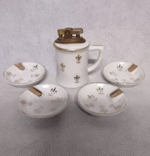 Sonsco Table Cigarette Lighter With 4 Ashtrays Porcelain