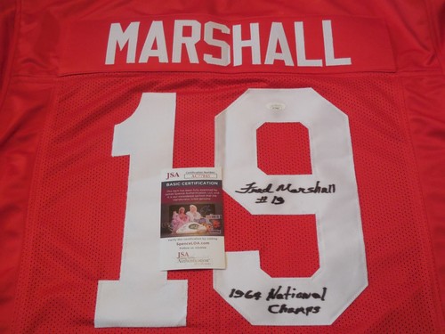 Fred Marshall signed Arkansas Razorbacks jersey w/ 1964 National Champs JSA COA - Picture 1 of 3