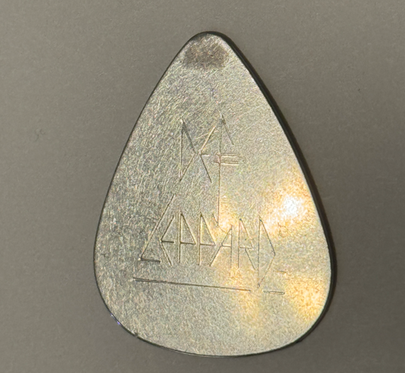 Def Leppard Steve Clark REVERSE LOGO Steel Guitar Pick STAGE USED