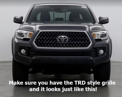 Tacoma Chrome Delete Upper Grille Overlay; Gloss Black (16-19 Tacoma SR
