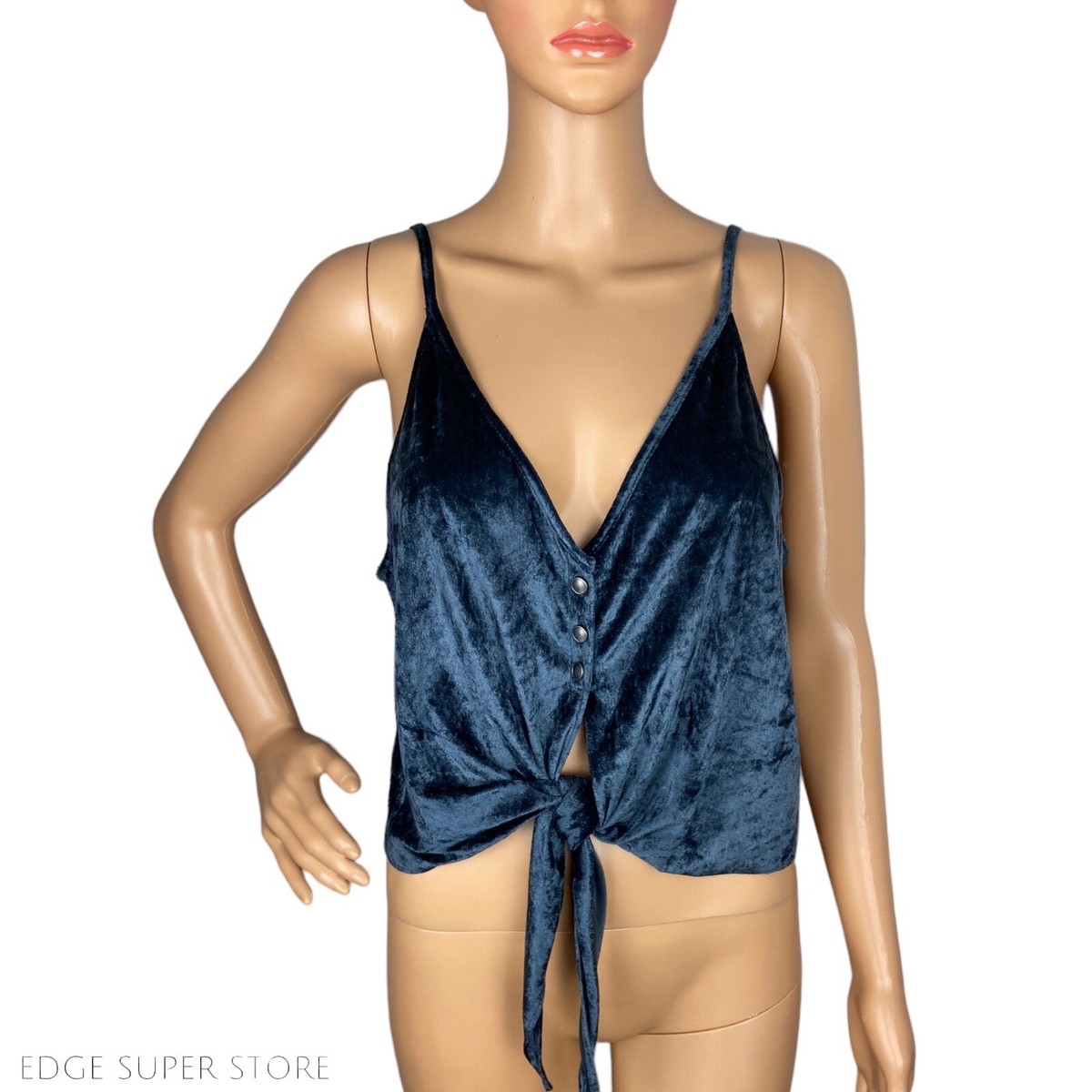 Free People Intimately Carbon Gray Velvet V Neck Tie Up Tank