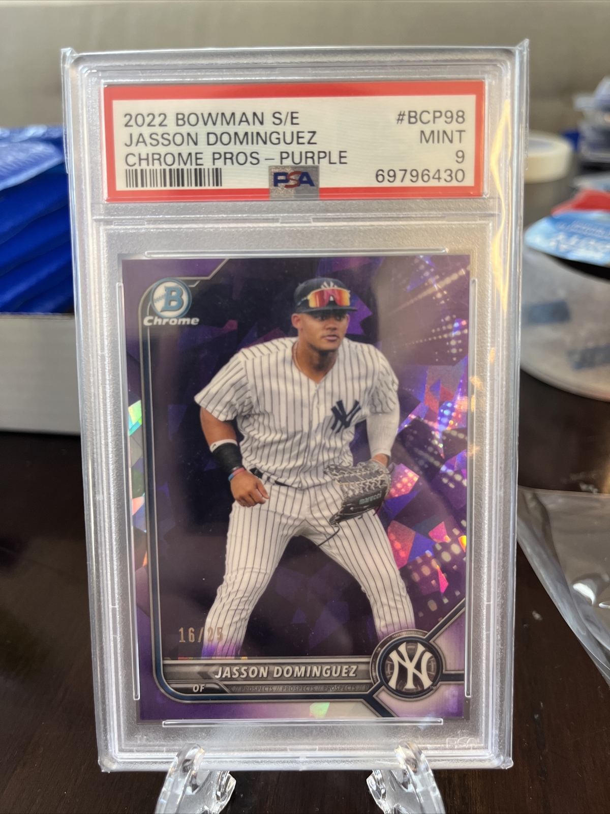 2022 Bowman Jasson Dominguez 16/25 Purple Sapphire PSA 9 Yankees BCP-98