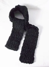 Black Crochet Scarf-6 Foot Long-5" Across-Handmade by Pizazz Creations