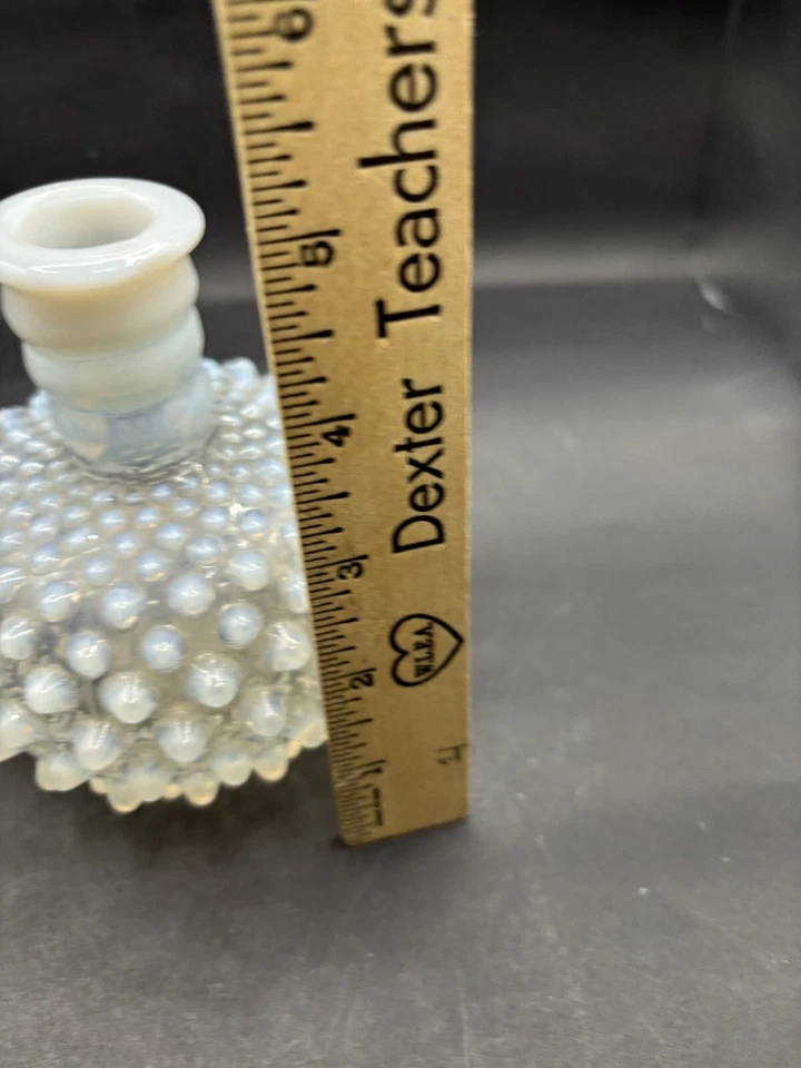 Fenton White Opalescent Barber Bottle Moonstone Hobnail Glass Bottle Bud Vase - image 4 of 4