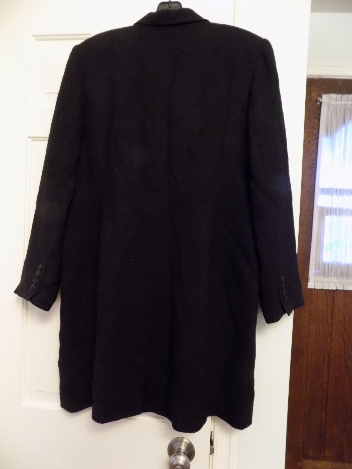 Vtg CASUAL CORNER Black Duster Blazer Jacket Lined Overcoat Button ...