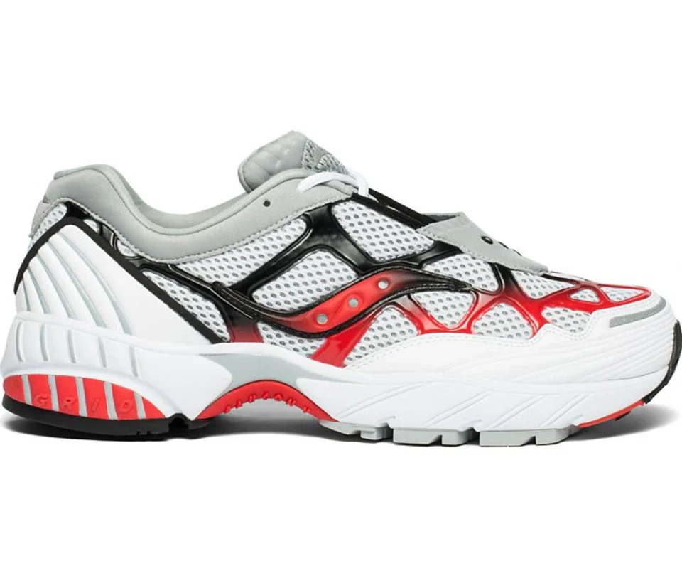 Saucony® Originals Men's 8 (Women's 9.5) Grid Web Sneakers in White/Grey/Red - Image 2 of 4