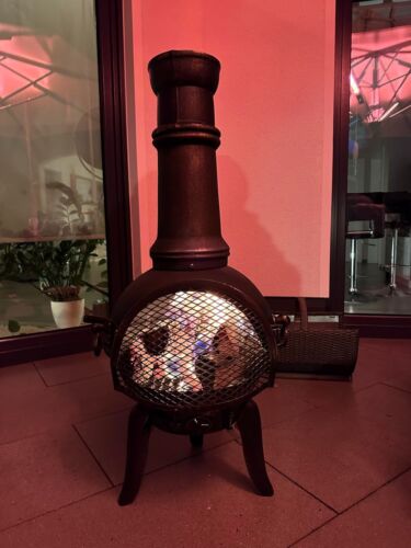 Tall Garden Fire Pit Outdoor Patio Solid Steel Cast Iron Log Burner Heater NEW - Picture 6 of 8