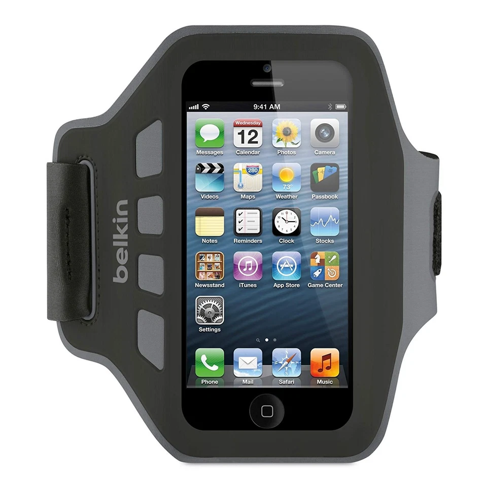 Brazalete Belkin de ajuste fácil para iPhone 5 5S 5c SE negro teléfono inteligente ejercicio trotar J28 Foto 2 de 3
