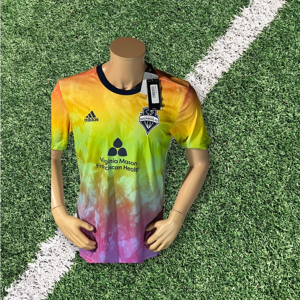 Adidas MLS Seattle Sounders FC LGTBQ Pride Tie Dye Multicolor GJ0783 jersey Sz S - Image 2 of 4