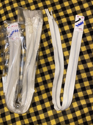 6 Lot New 18” YKK Zipper Metal Automatic Lock NOS NWT White #571 HBT Cotton - Picture 1 of 7