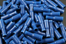 14-16 GAUGE VINYL BULLET FEMALE CONNECTOR 100 PK BLUE CRIMP TERMINAL AWG BVFB