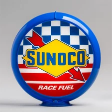Sunoco Racing Gasoline 13.5" Light Blue Plastic Frame Gas Pump Globe (G261)