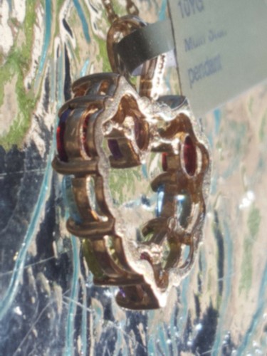 Ciondolo cuore taglio ovale multi pietre preziose in laboratorio oro giallo massiccio 10 kt - Foto 12 di 24