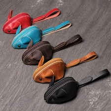 Mouse Shaped Leather Coin Pouch Key Organizer Small Animal Zipper Purse