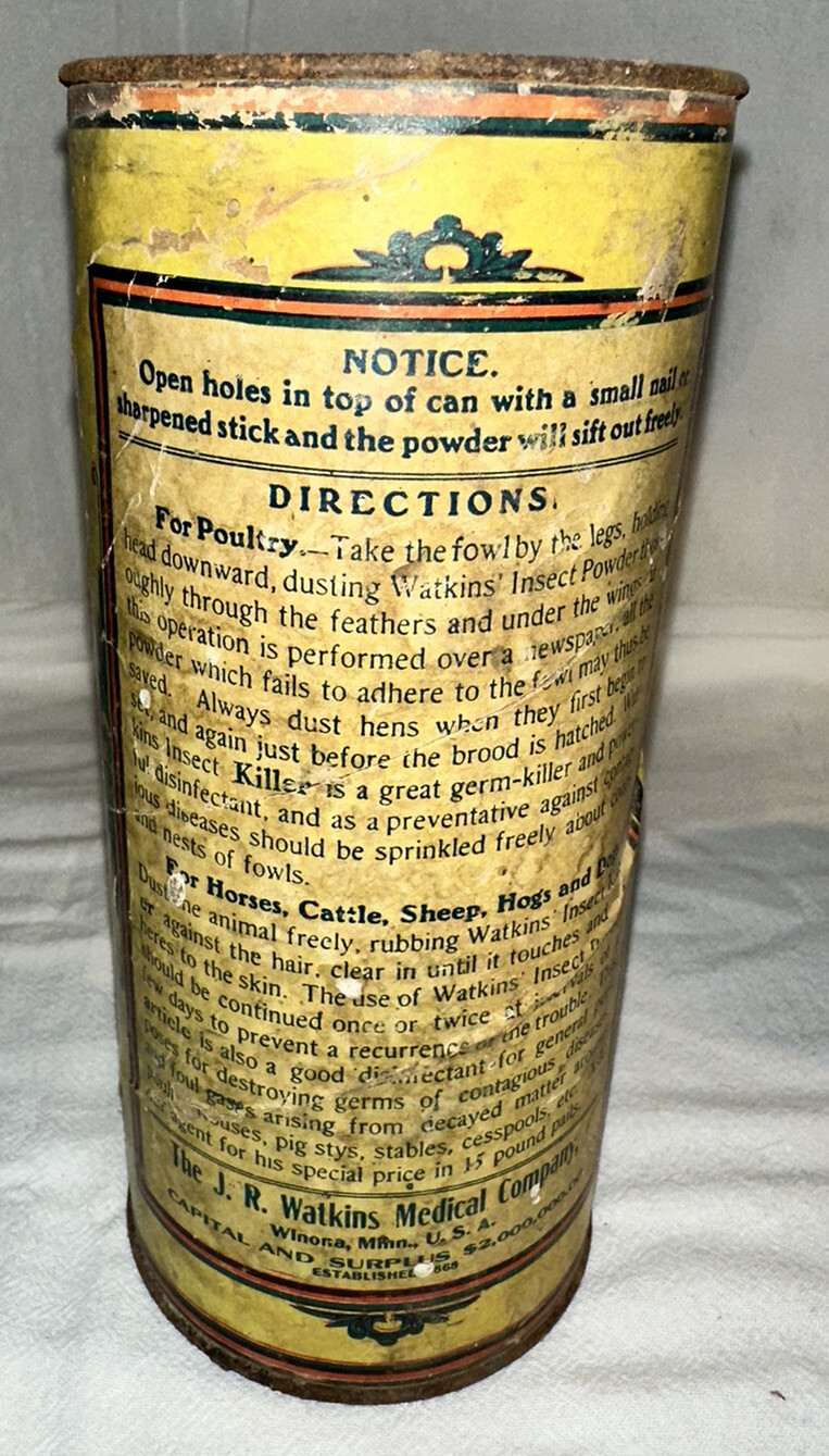 ANTIQUE RARE J.R. WATKINS MEDICAL CO TIN WINONA MN VET MEDICINE CAN