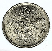  C8349  GREAT BRITAIN COIN, SIX PENCE 1967