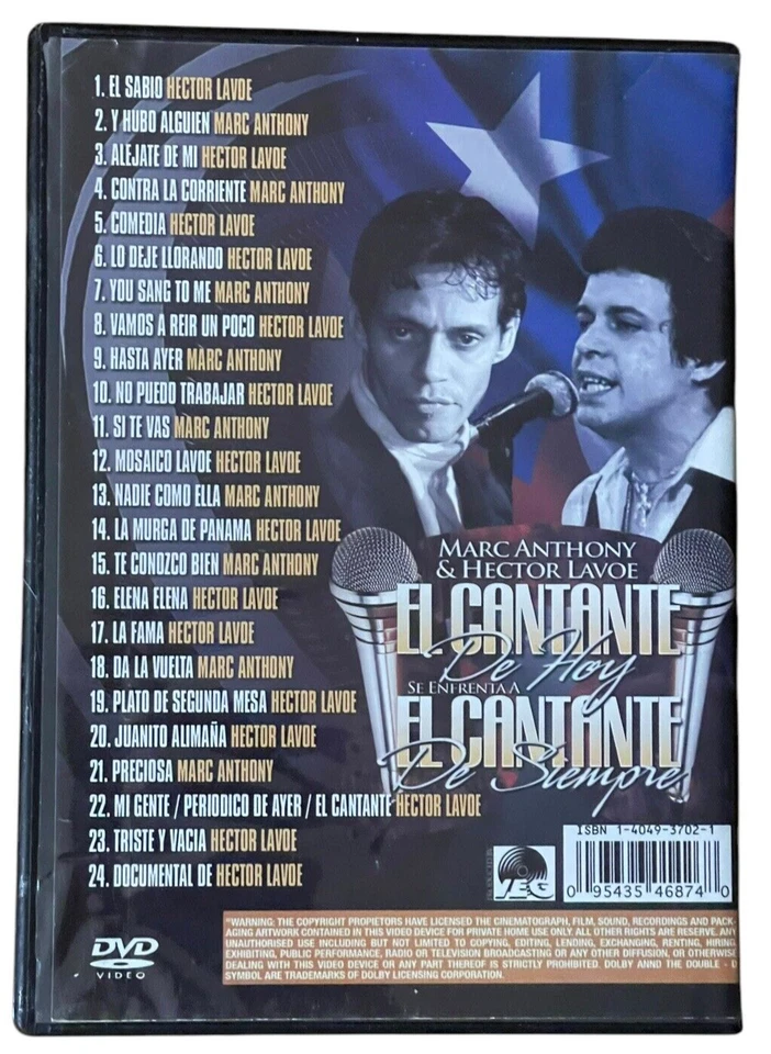 Marc Anthony & Hector Lavoe DVD Live Concerts, Documentary El Cantante - Image 2 of 4
