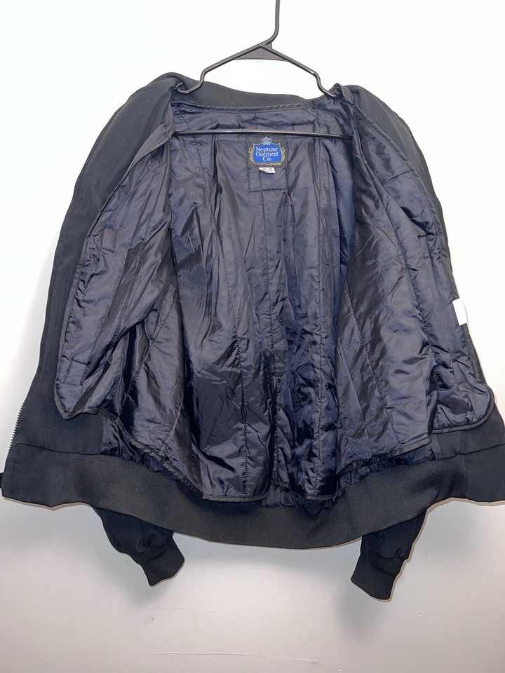 Neptune Garment Co Military Black Removable Liner Wool Blend Bomber
