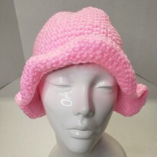 Women's Pink Crochet Handmade Wavy Cute Bucket Hat New Lightweight  