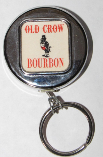 Old Crow Bourbon Advertising "Key-Bak" Retractable Metal Key Chain