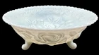 Vintage Imperial Milk Glass 3 Footed Serving Bowl Pressed Rose Floral White 7.5”