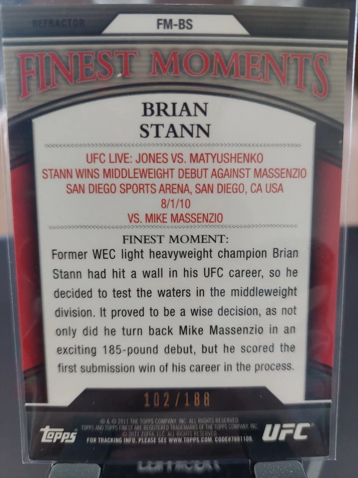 Brian Stann #FM-BS Finest Moments 2011 Topps UFC Finest X-Fractor #102/188 - Image 2 of 2
