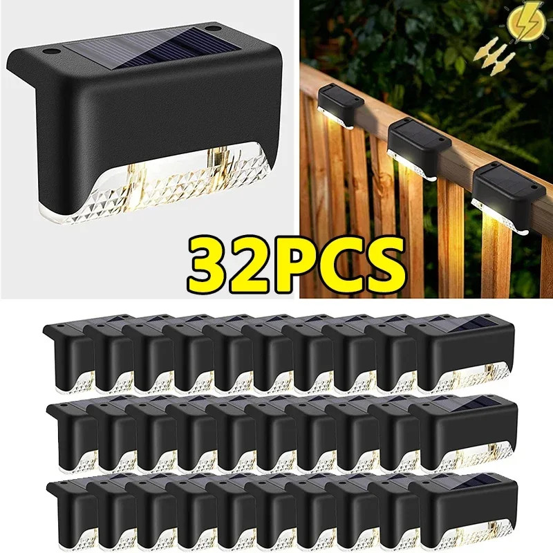 32-4Pcs Solar LED Deck Lights Waterproof Garden Fence Step Lamps