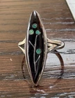 Vintage Zuni Native American Sterling Silver Inlaid FLOWER Ring 3.2g Size 6