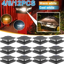 4/8/12Pack Solar Post Cap Light For 4x4 6x6 Waterproof LED Deck Fence Light