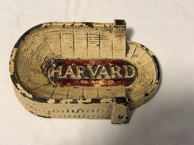 Very Rare Vintage Cast Iron Harvard Stadium Souvenir Building Ashtray