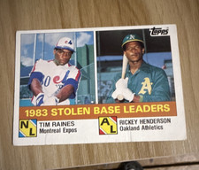 Topps 1984 Tim Raines Rickey Henderson #134 MLB Stolen Base Leaders Card